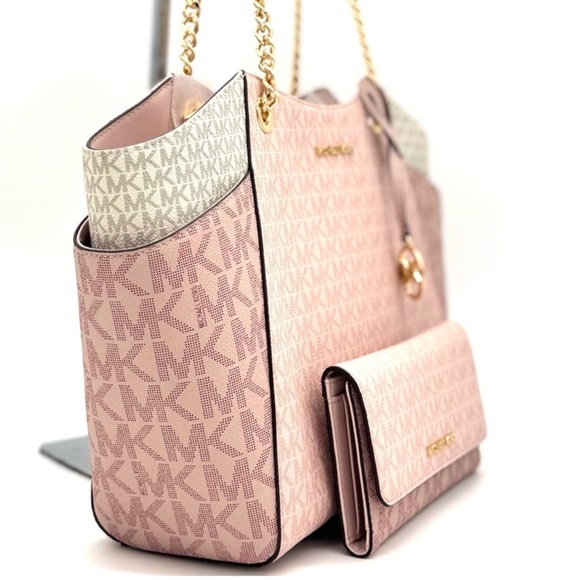 Michael Kors Large Jet Set Travel Shoulder Bag & Trifold Wallet Light Pink - Picture 4 of 13